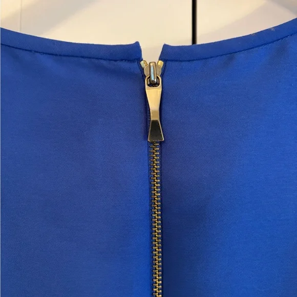 Kate Spade Royal Blue A Line Mini Dress V Neck Gold Zipper Women's Size‎ 4 - Picture 6 of 11